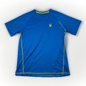 Spyder Boys XL Blue Short Sleeve Performance Sun Shirt UPF Athletic Tee Youth